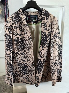 J. Crew Tan and Black Leopard-Print Open Front Blazer